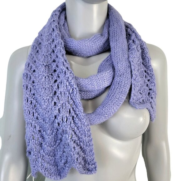 Alpaca Bamboo Scarf Women Winter Accessories Purple Crochet Knit Wrap Spring New - Picture 1 of 11